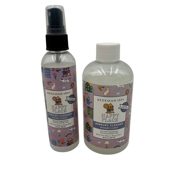 Beekman 1802 Happy Place Lavender Jewelry Cleaner 8oz & 4oz Bottle Set - Picture 1 of 7